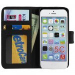 Wholesale iPhone 5C Simple Flip Leather Wallet Case (Black)